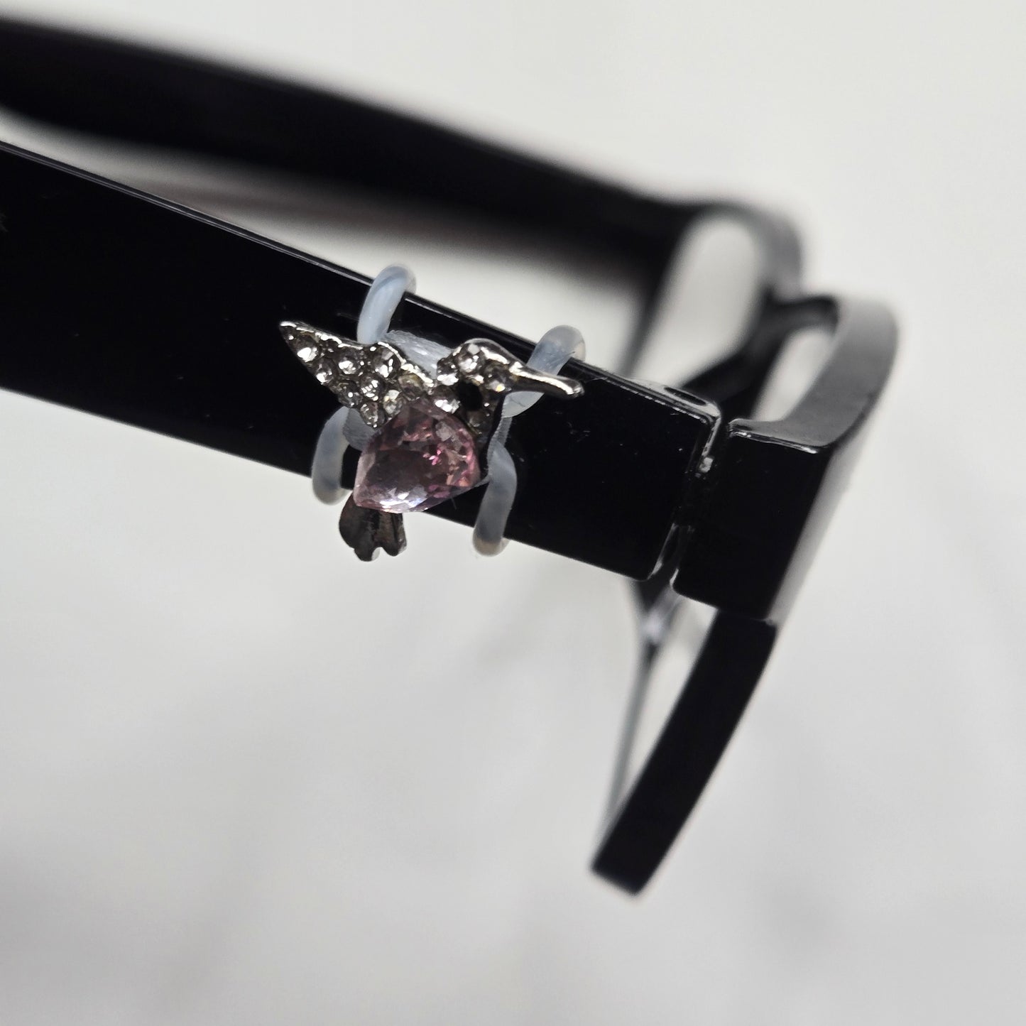 Silver and Pink Hummingbird Rhinestone Metal EyeDeco