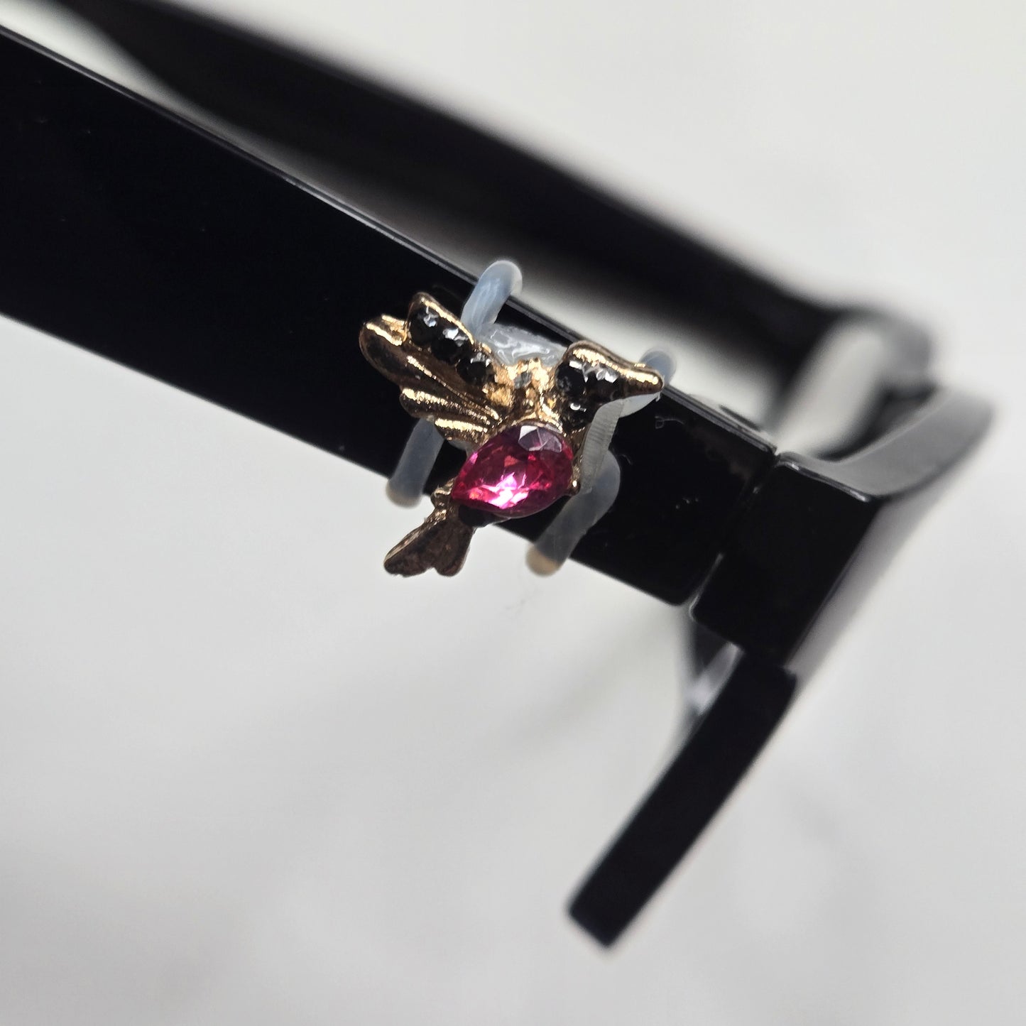 Pink and Gold Hummingbird Rhinestone Metal EyeDeco