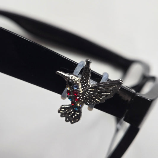 Silver Hummingbird Multi Colored Rhinestone Metal EyeDeco