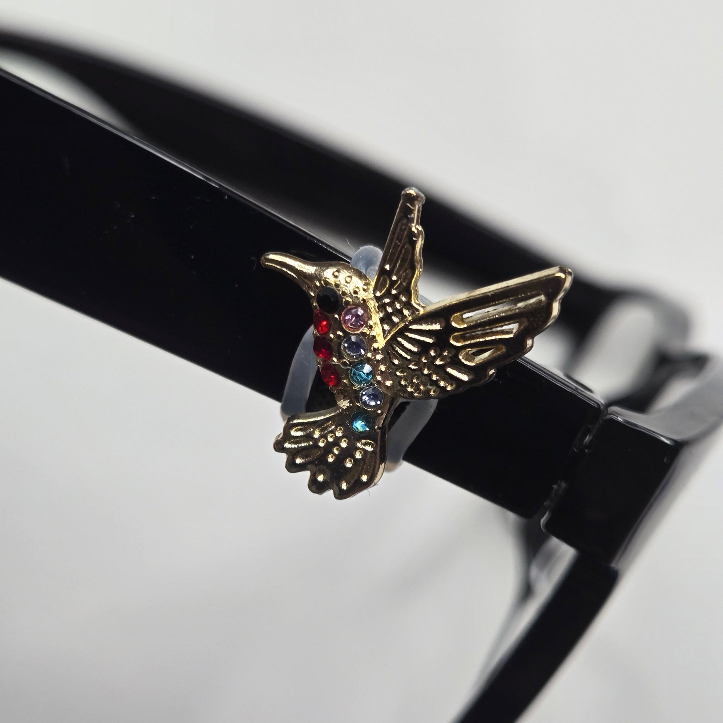 Gold Hummingbird Multi Colored Rhinestone Metal EyeDeco