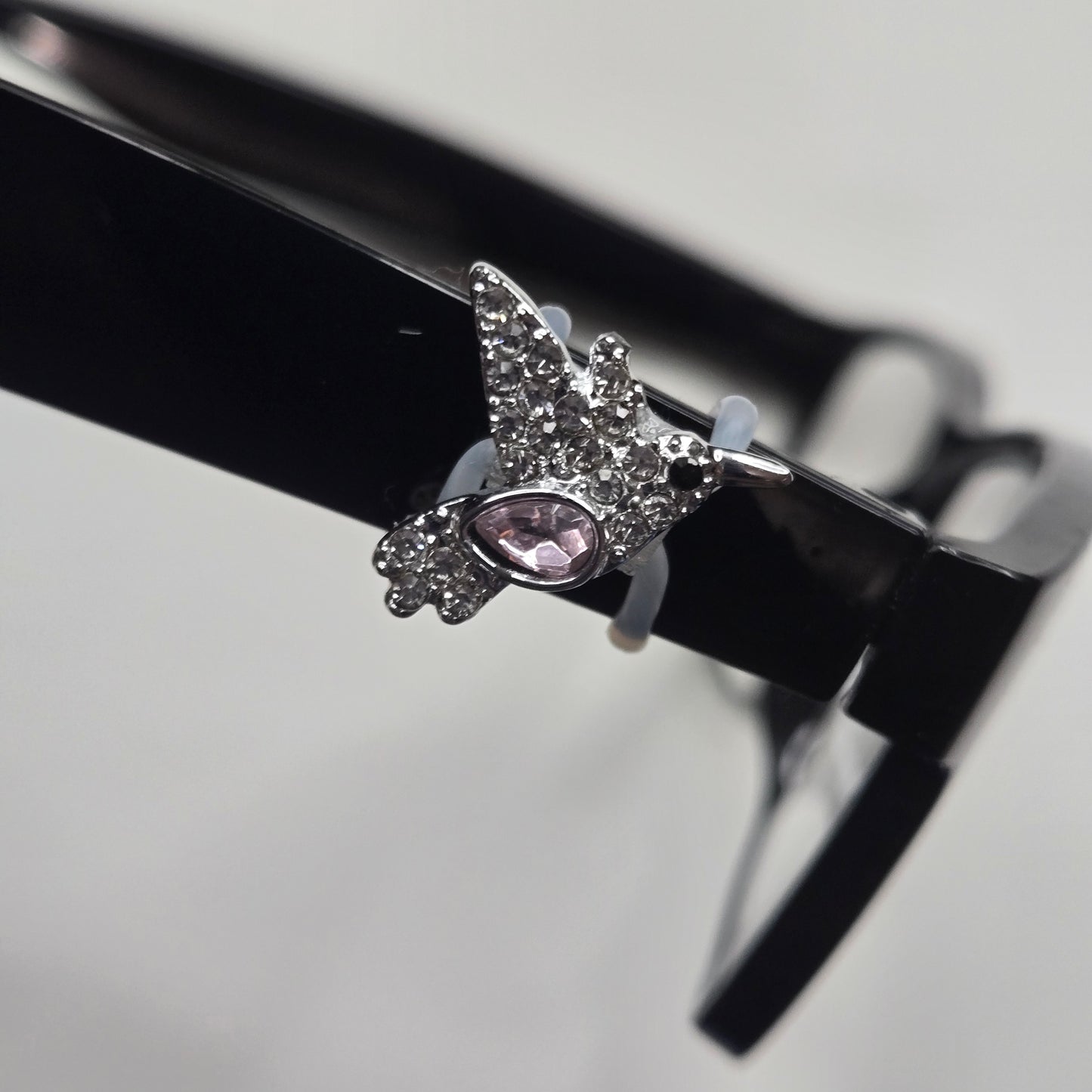Silver and Pink Hummingbird Rhinestone Metal EyeDeco