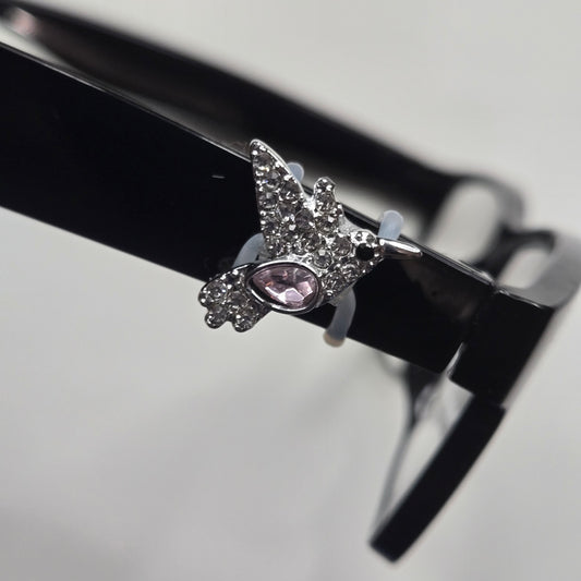 Silver and Pink Hummingbird Rhinestone Metal EyeDeco