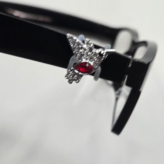 Silver and Red Hummingbird Rhinestone Metal EyeDeco