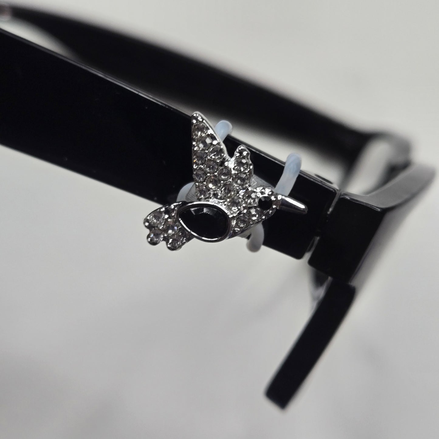 Silver and Black Hummingbird Rhinestone Metal EyeDeco