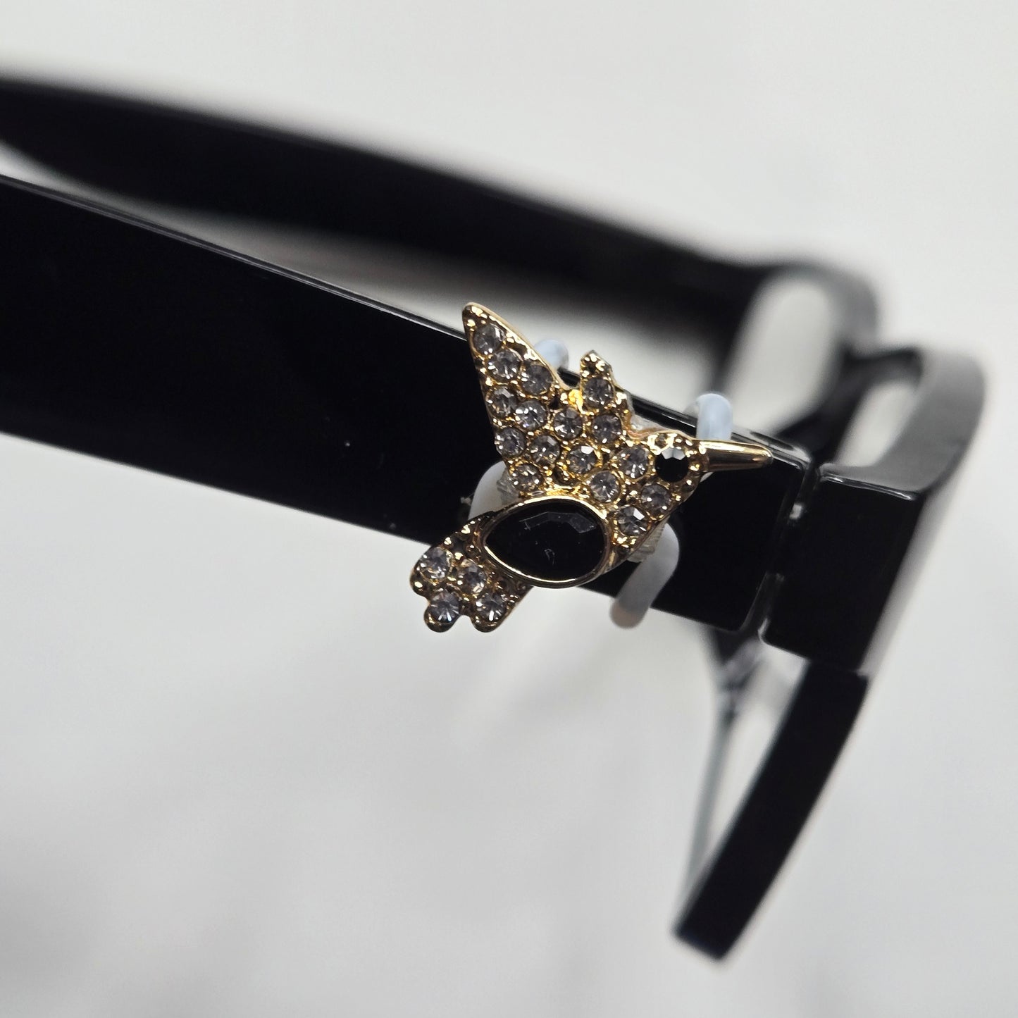 Gold and Black Hummingbird Rhinestone Metal EyeDeco