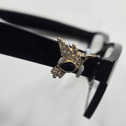 Gold and Black Hummingbird Rhinestone Metal EyeDeco