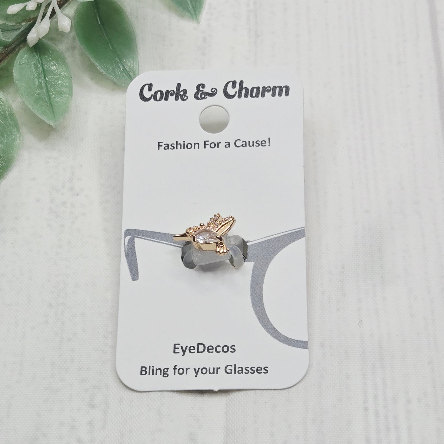 Mini Gold and White Hummingbird Rhinestone Metal EyeDeco