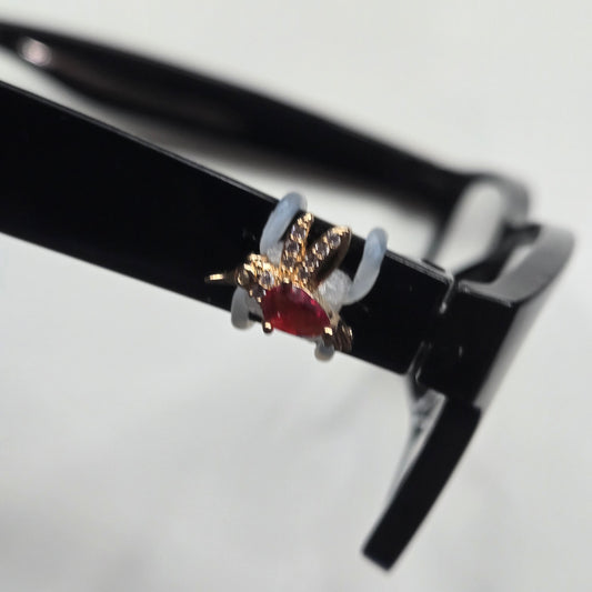 Mini Gold and Ruby Red Hummingbird Rhinestone Metal EyeDeco