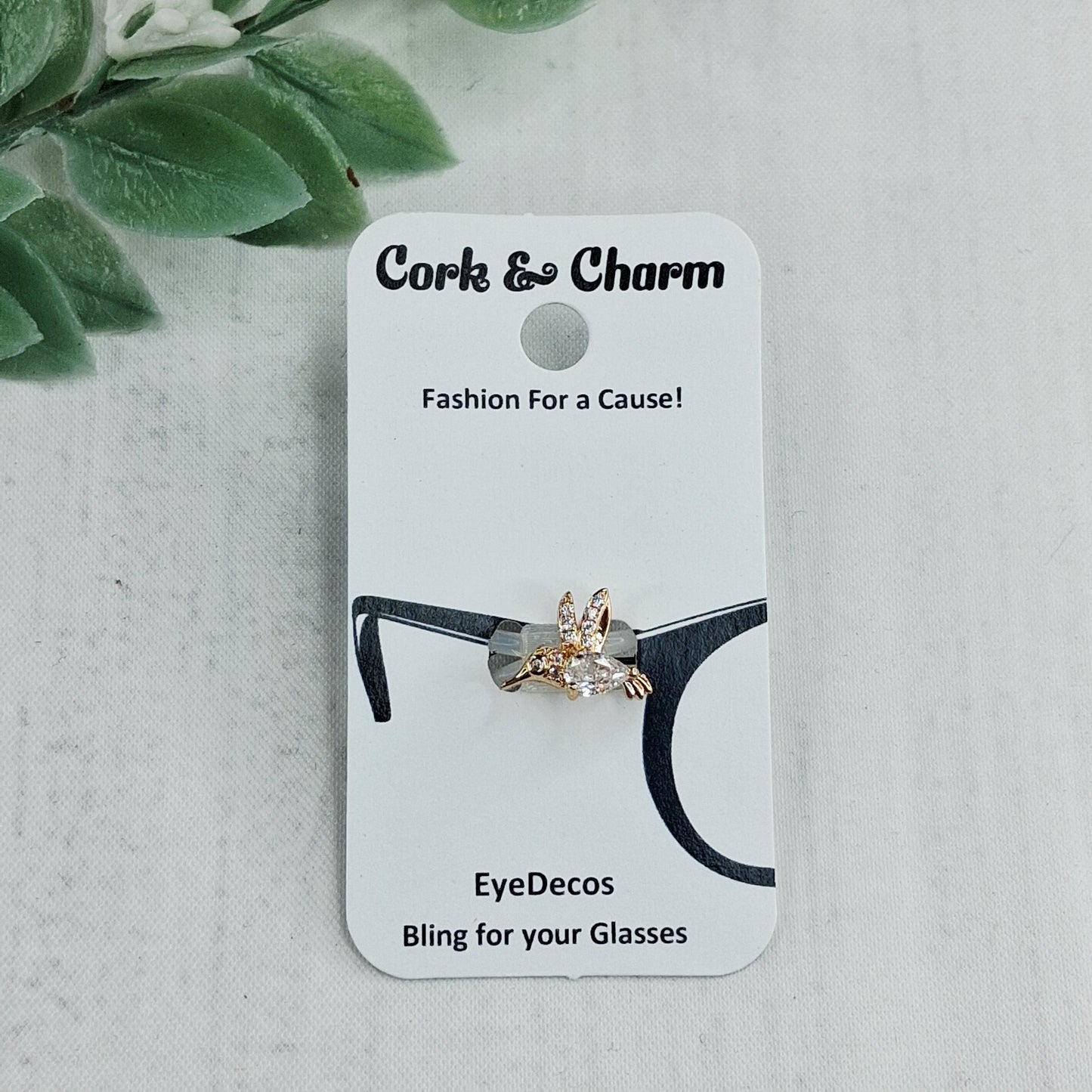 Mini Gold and White Hummingbird Rhinestone Metal EyeDeco