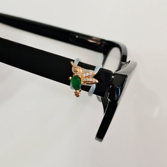 Mini Gold and Emerald Green Hummingbird Rhinestone Metal EyeDeco