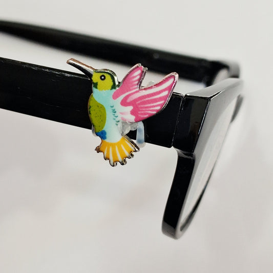 Pink Wings Yellow Tail Hummingbird Enamel EyeDeco