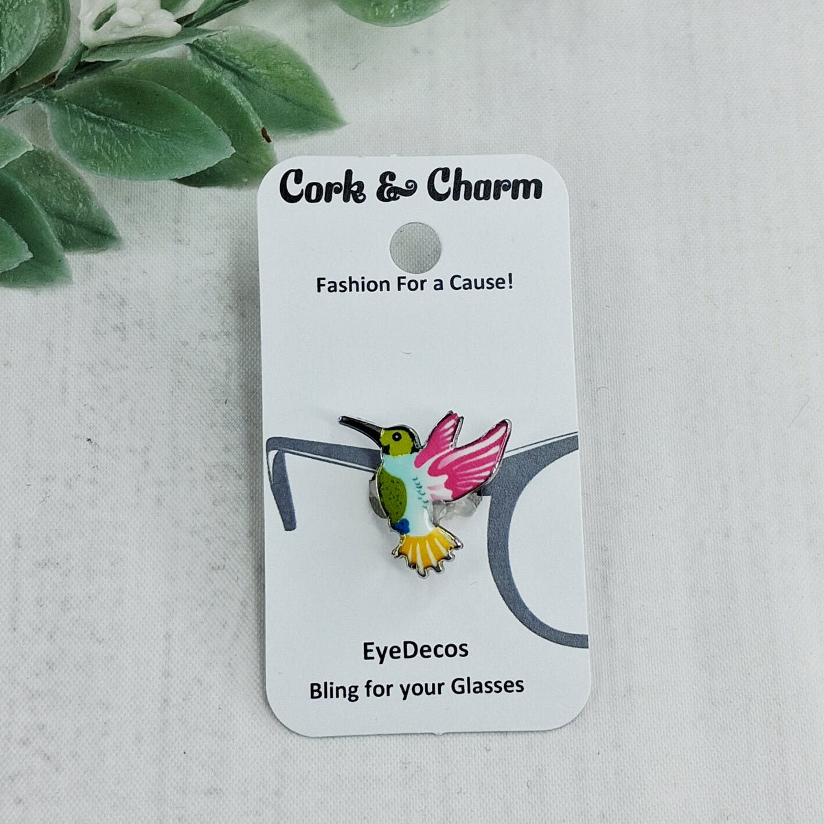 Pink Wings Yellow Tail Hummingbird Enamel EyeDeco