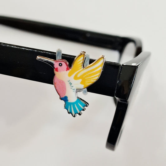 Yellow Wings Blue Tail Hummingbird Enamel EyeDeco