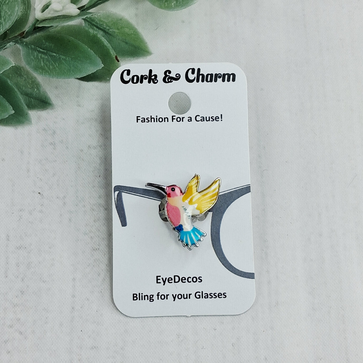 Yellow Wings Blue Tail Hummingbird Enamel EyeDeco