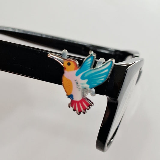 Blue Wings Pink Tail Hummingbird Enamel EyeDeco