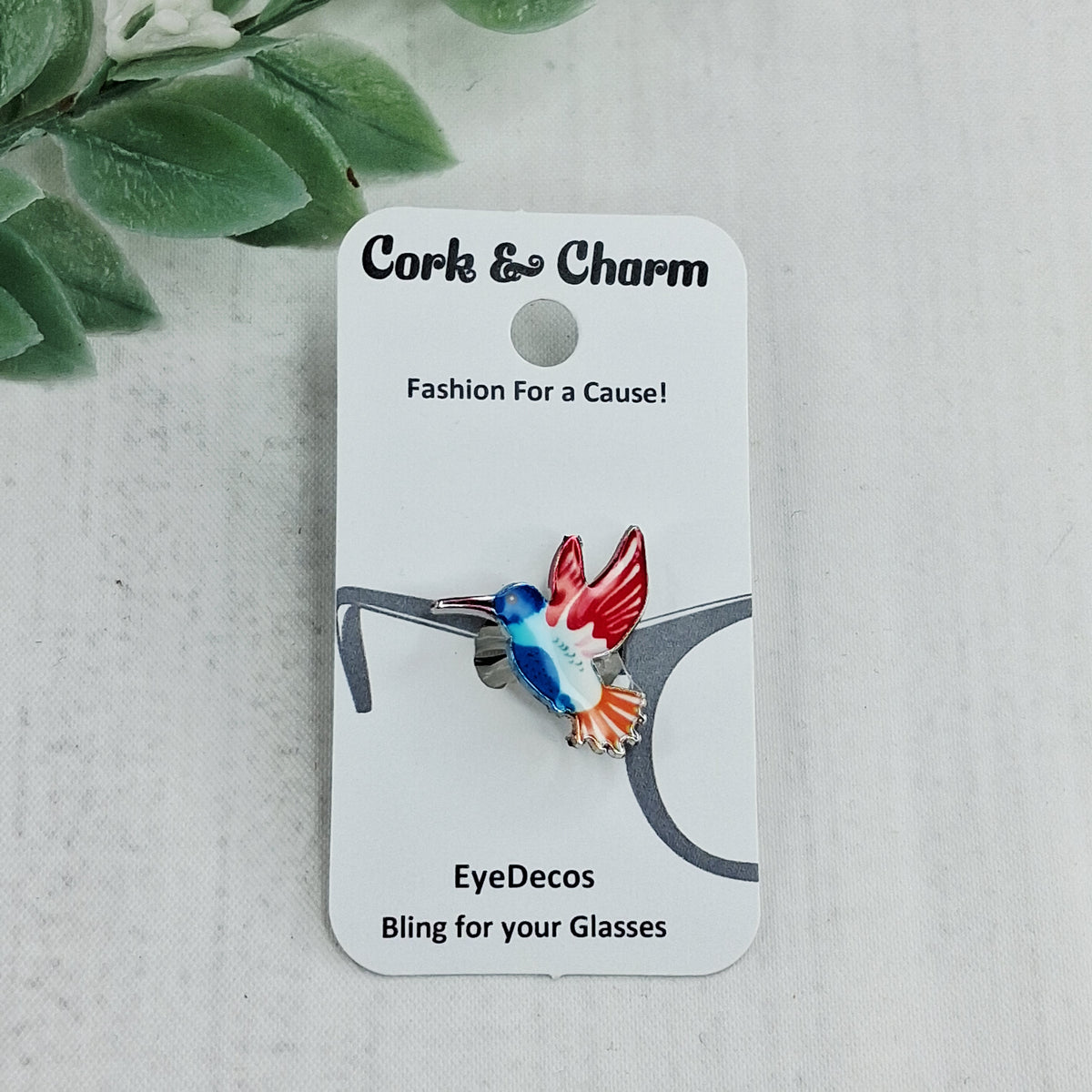 Red Wings Orange Tail Hummingbird Enamel EyeDeco