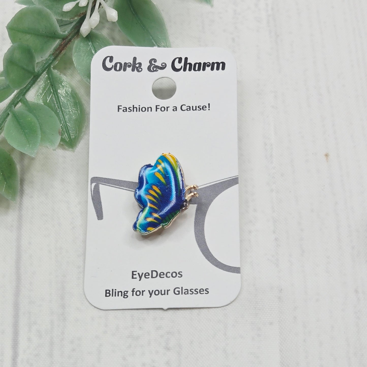 Blue Teal Green Butterfly Enamel EyeDeco