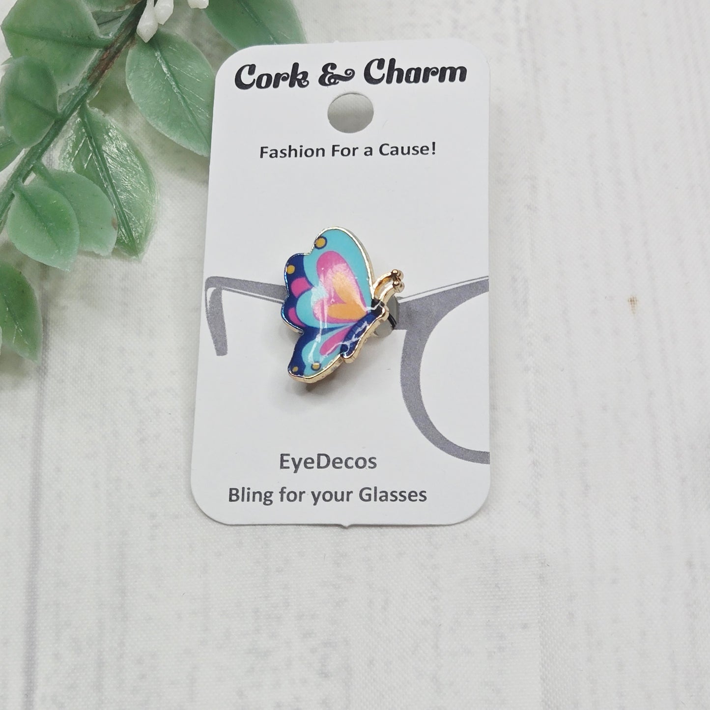 Light Blue Pink Butterfly Enamel EyeDeco