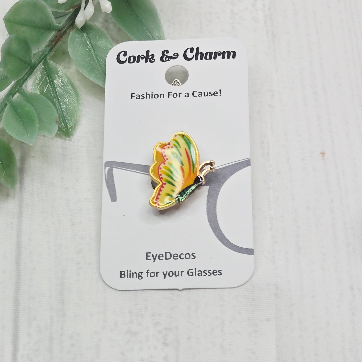 Yellow Green Butterfly Enamel EyeDeco