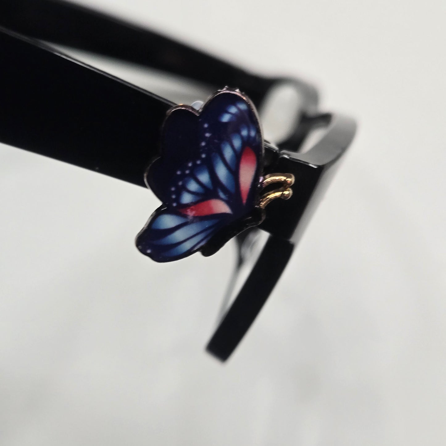 Dark Blue Pink Butterfly Enamel EyeDeco