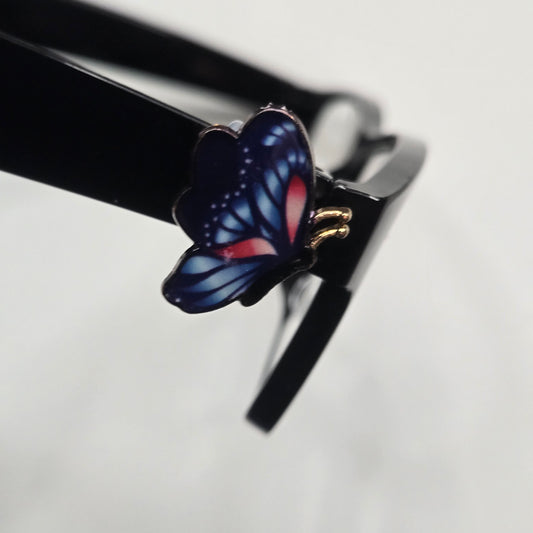 Dark Blue Pink Butterfly Enamel EyeDeco