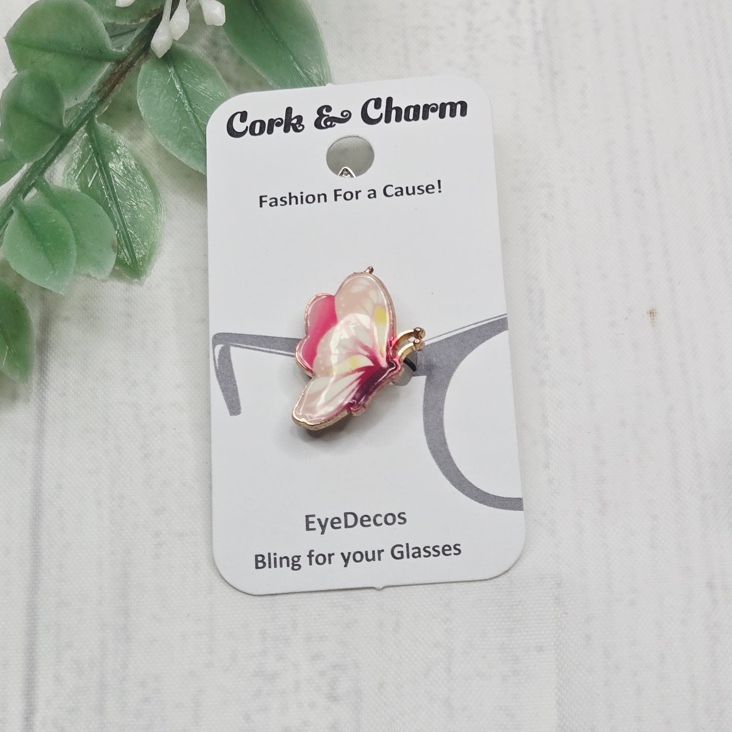 Pink Butterfly Enamel EyeDeco