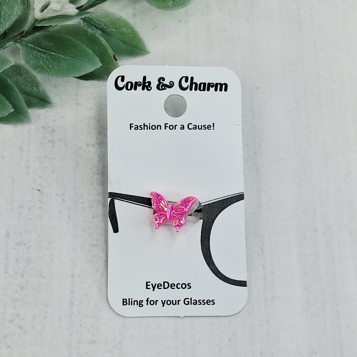 Bright Pink Iridescent Butterfly Resin EyeDeco