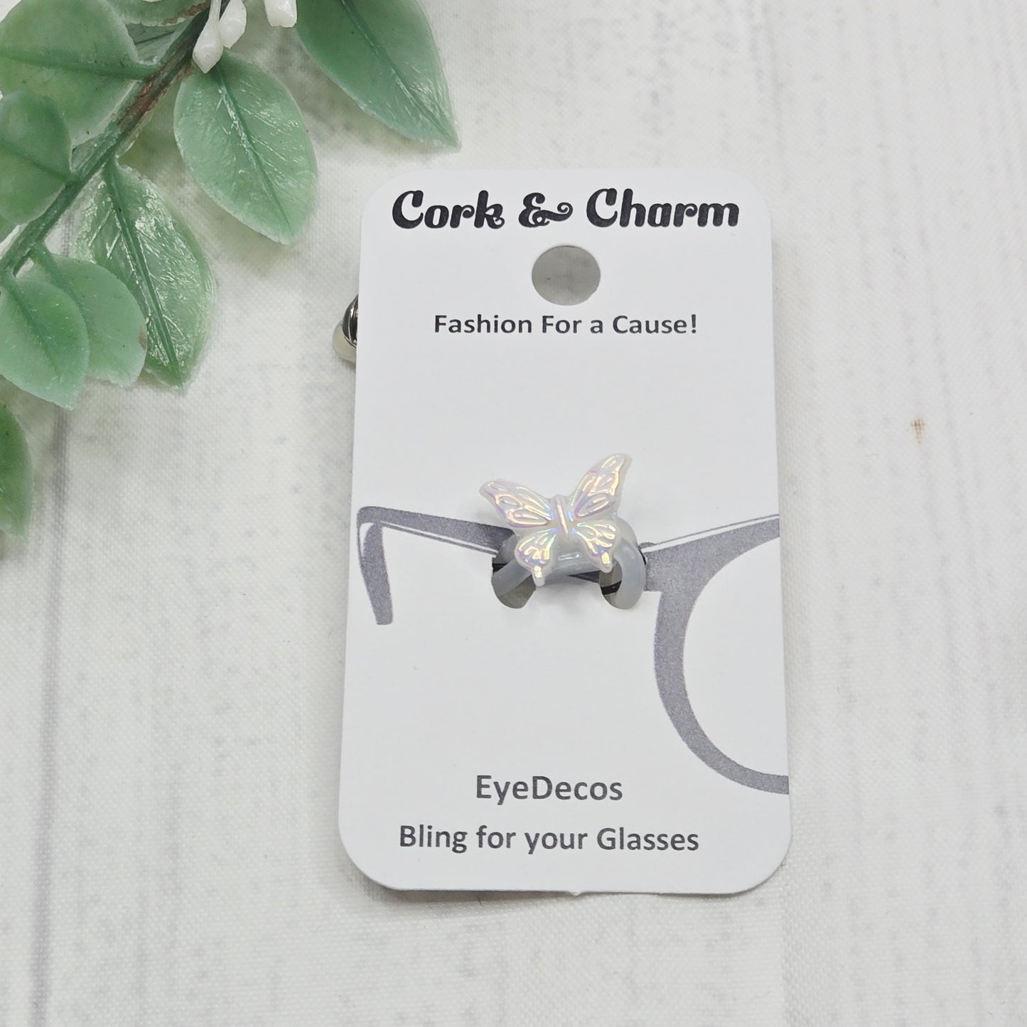 White Iridescent Butterfly Resin EyeDeco