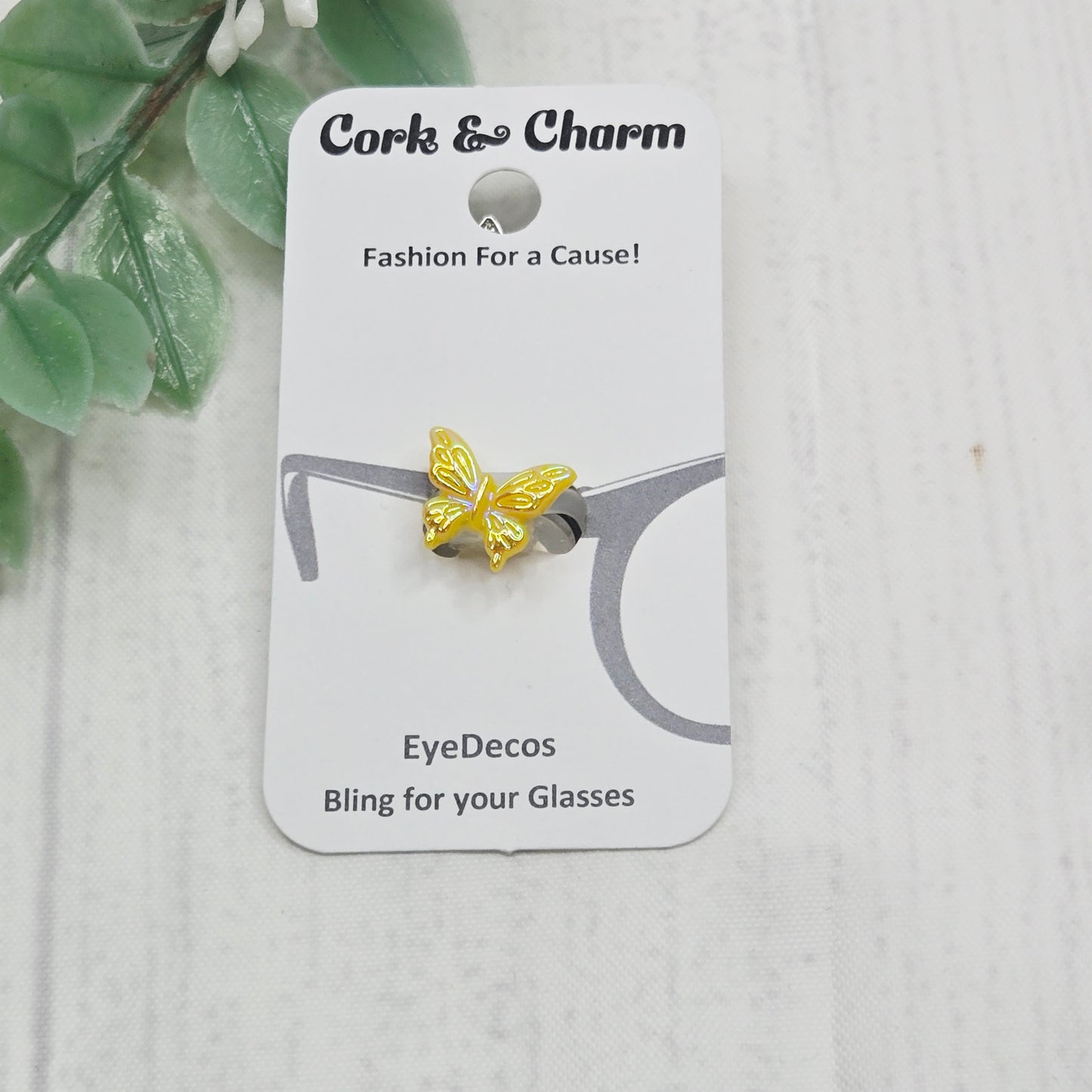 Yellow Iridescent Butterfly Resin EyeDeco