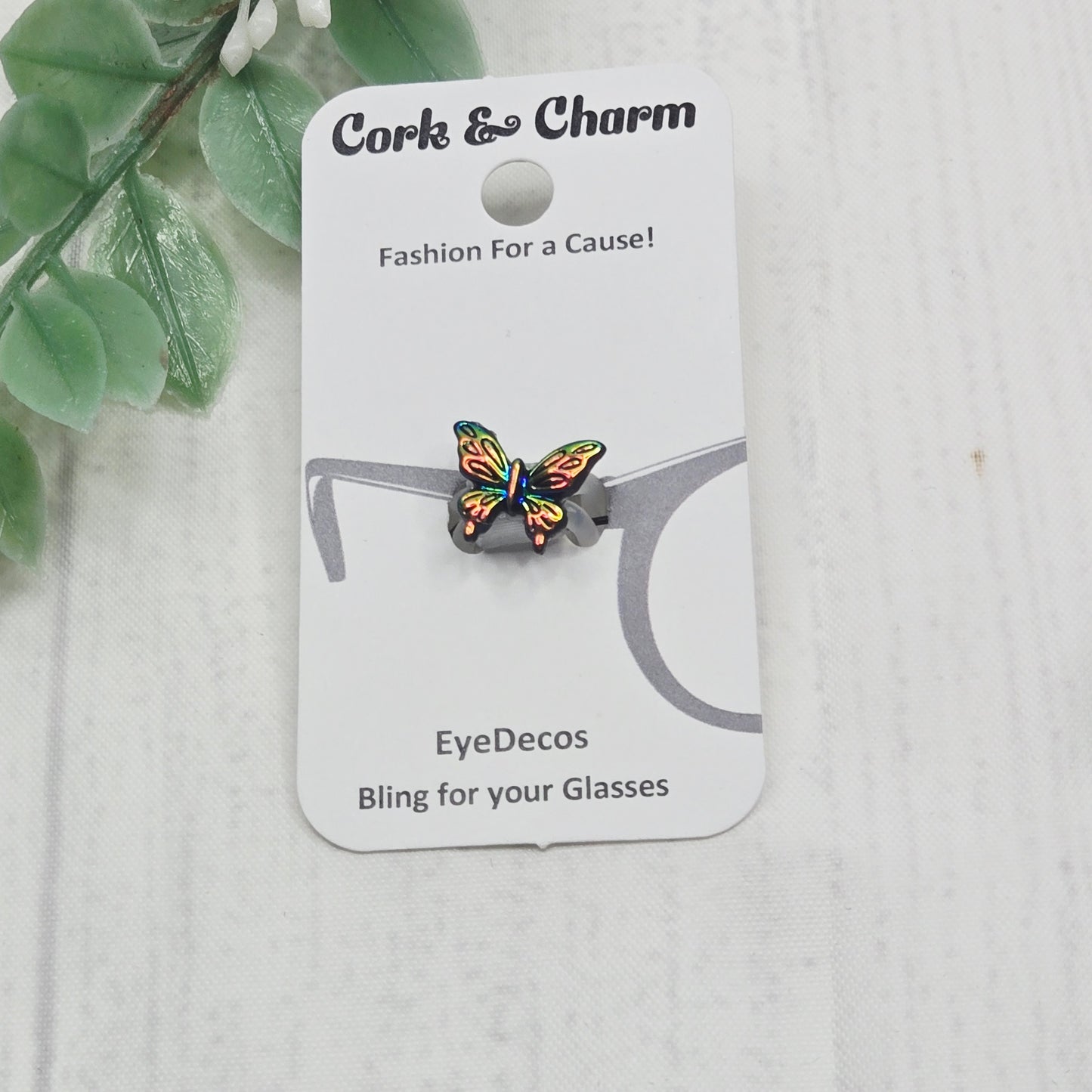 Green Rainbow Iridescent Butterfly Resin EyeDeco