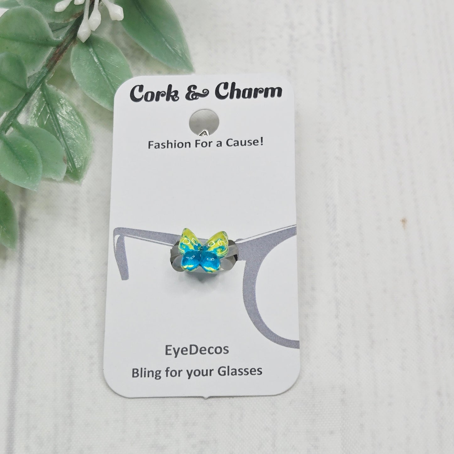 Mini Green and Blue Translucent Butterfly Resin EyeDeco