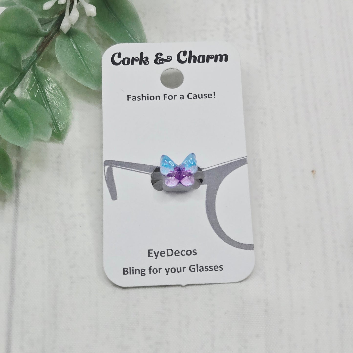 Mini Blue Purple Translucent Butterfly Resin EyeDeco