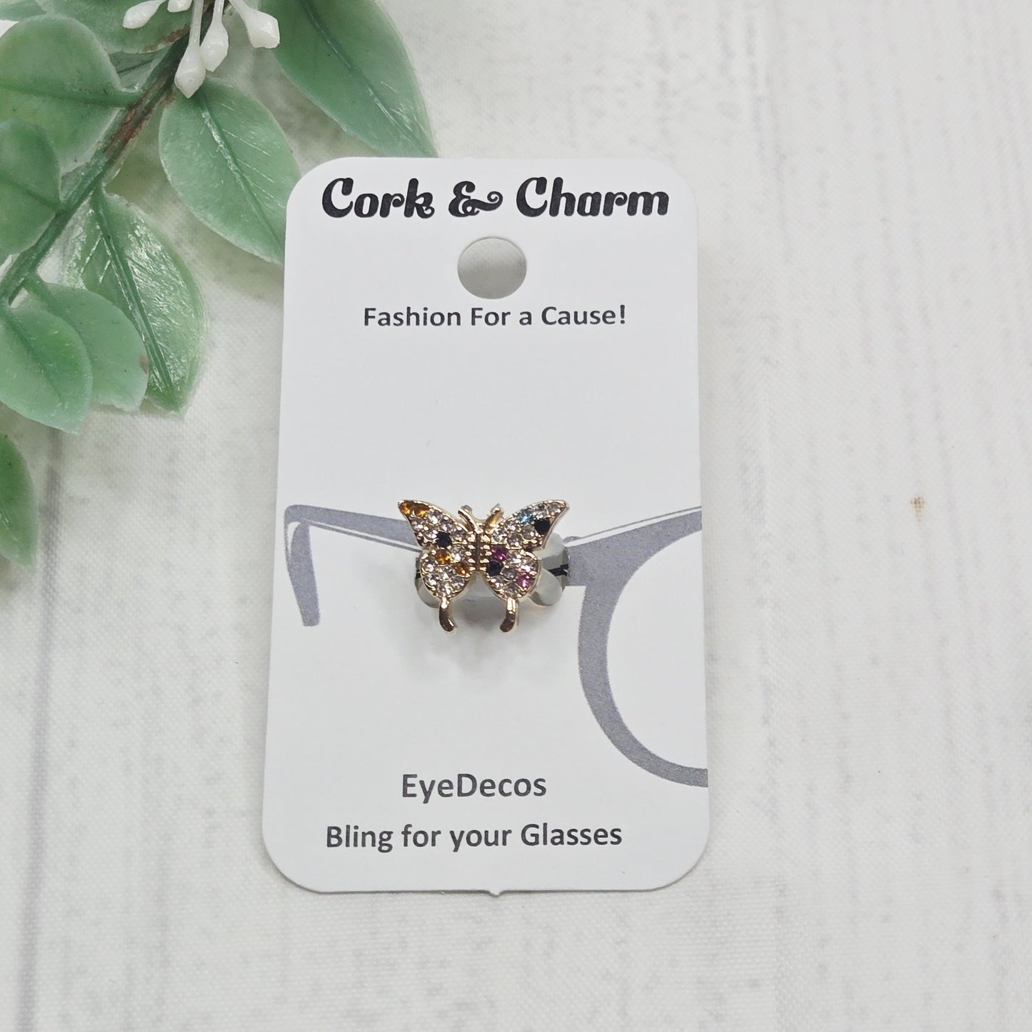 Multi Color Rhinestone Butterfly Metal Gold EyeDeco