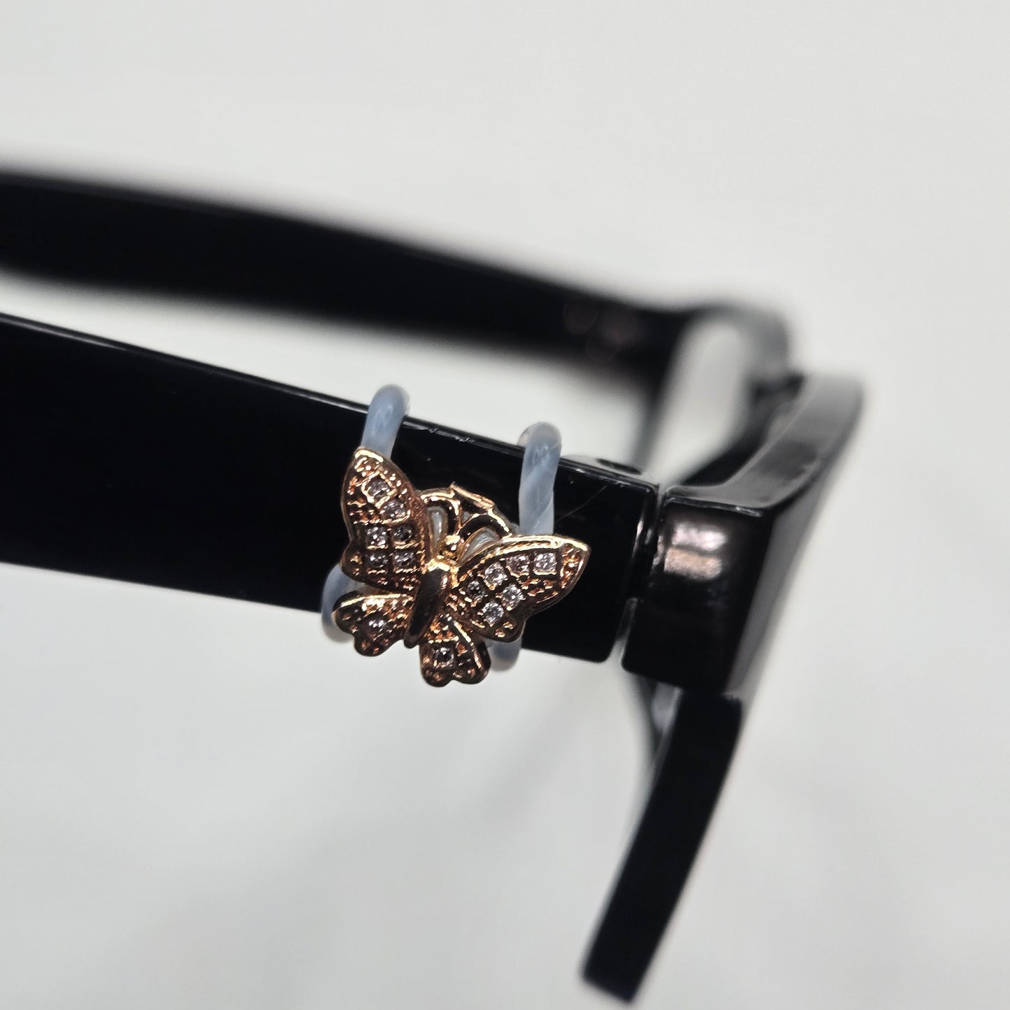 Mini White Rhinestone Butterfly Metal Gold EyeDeco