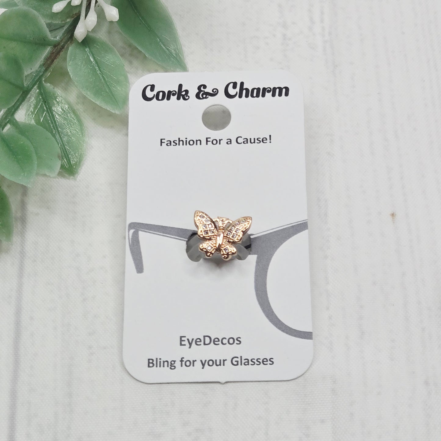 Mini White Rhinestone Butterfly Metal Gold EyeDeco