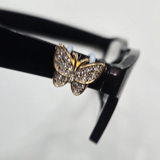 White Rhinestone Gold Butterfly Metal EyeDeco