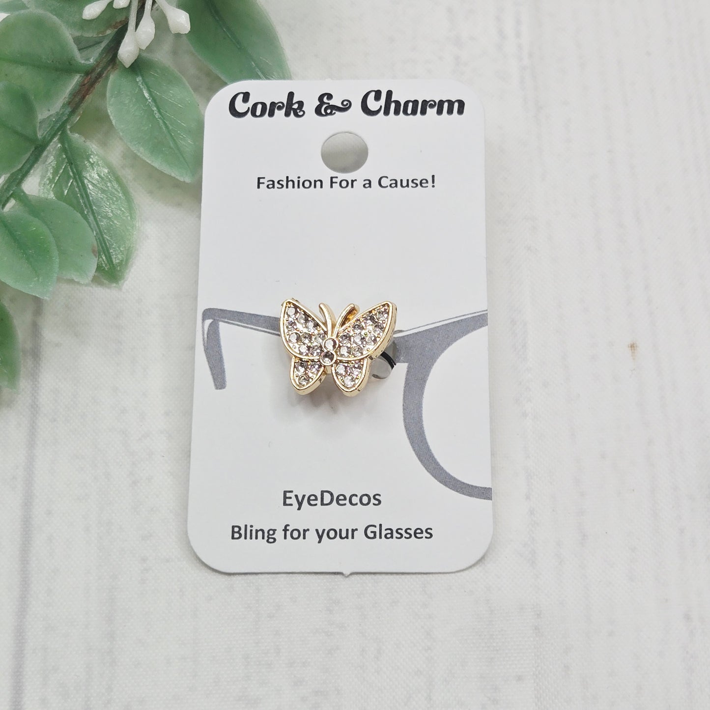 White Rhinestone Gold Butterfly Metal EyeDeco