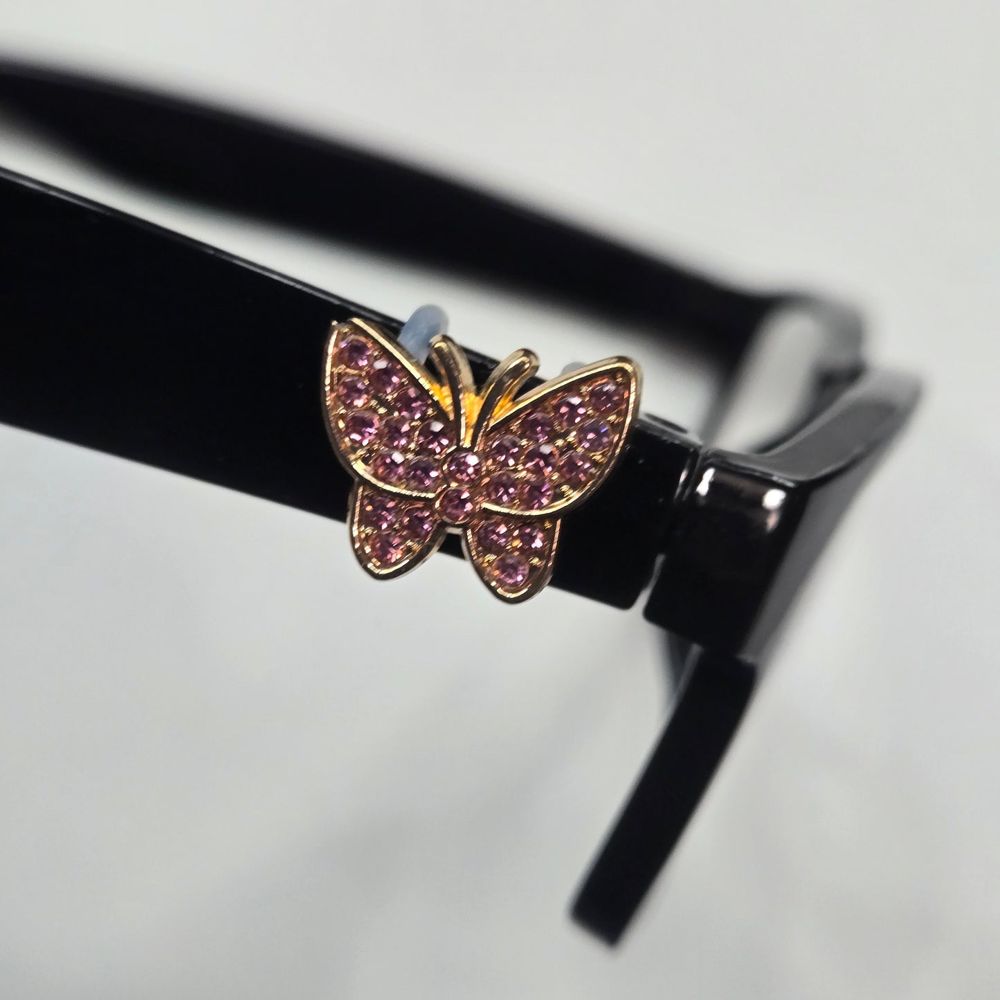 Pink Rhinestone Gold Butterfly Metal EyeDeco