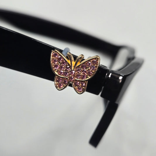 Pink Rhinestone Gold Butterfly Metal EyeDeco