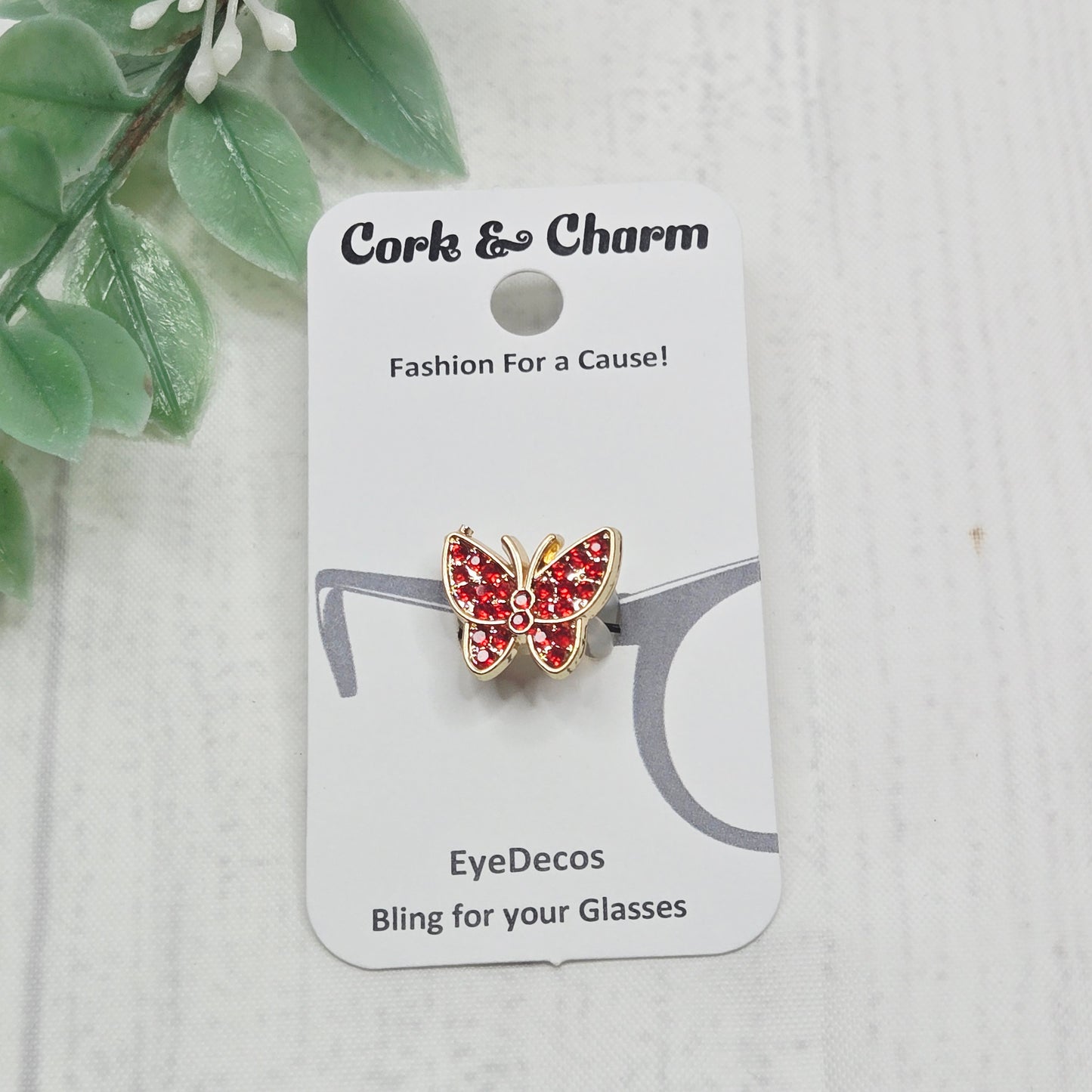 Red Rhinestone Gold Butterfly Metal EyeDeco