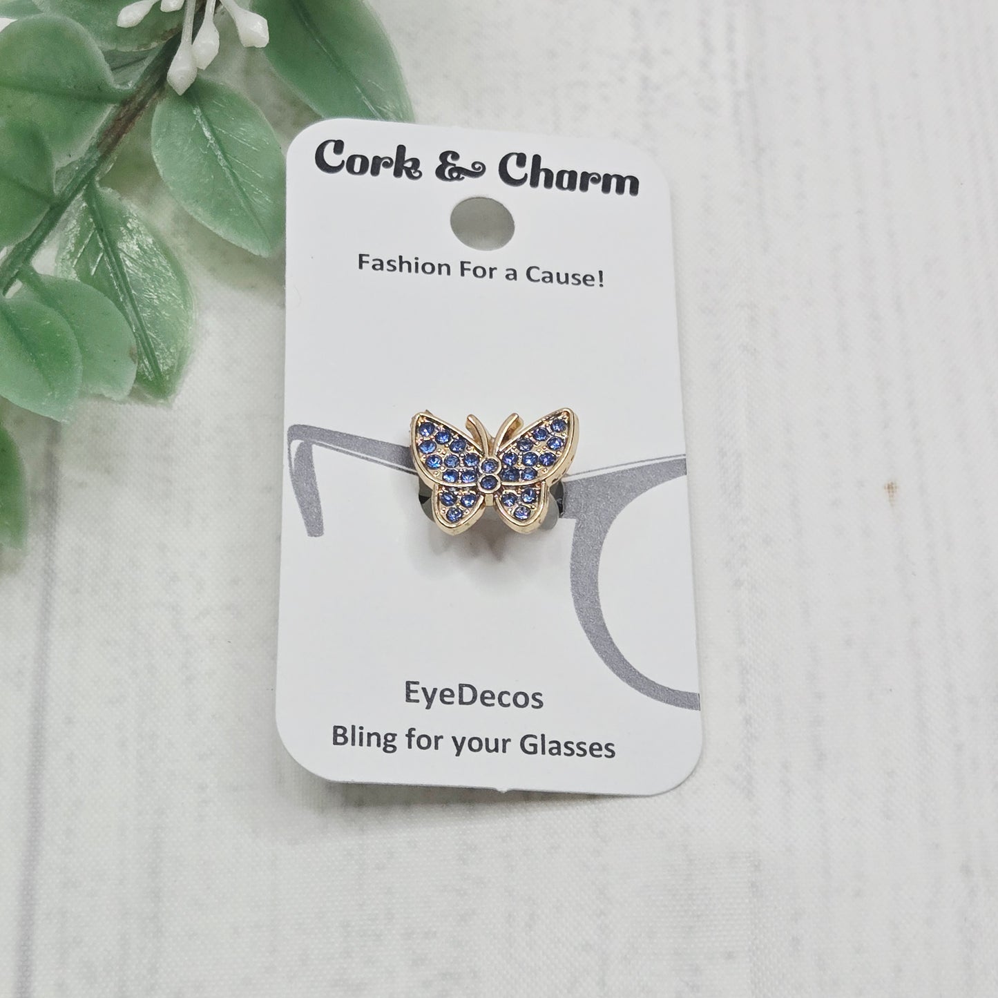 Blue Rhinestone Gold Butterfly Metal EyeDeco