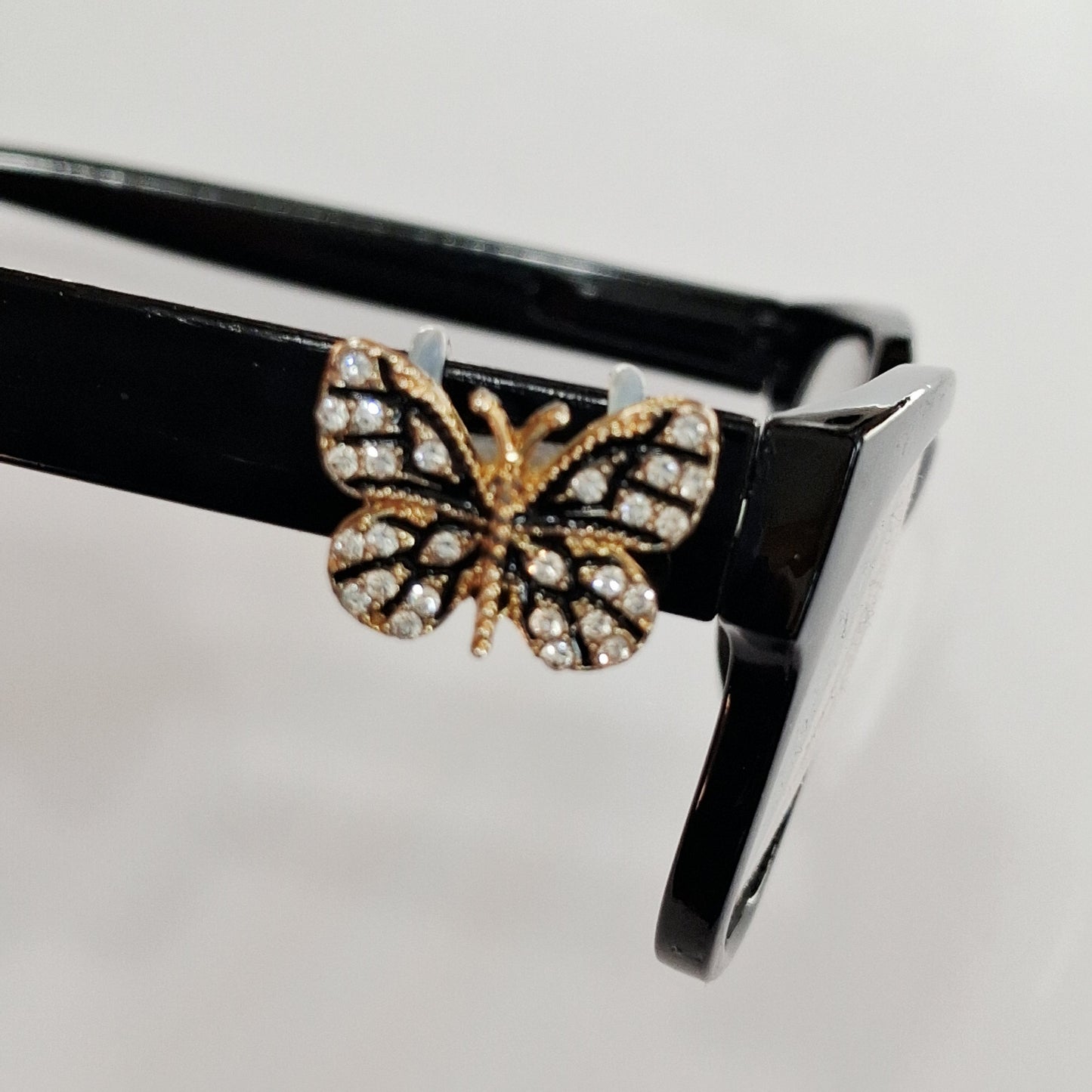 Black and White Rhinestone Gold Butterfly Metal EyeDeco