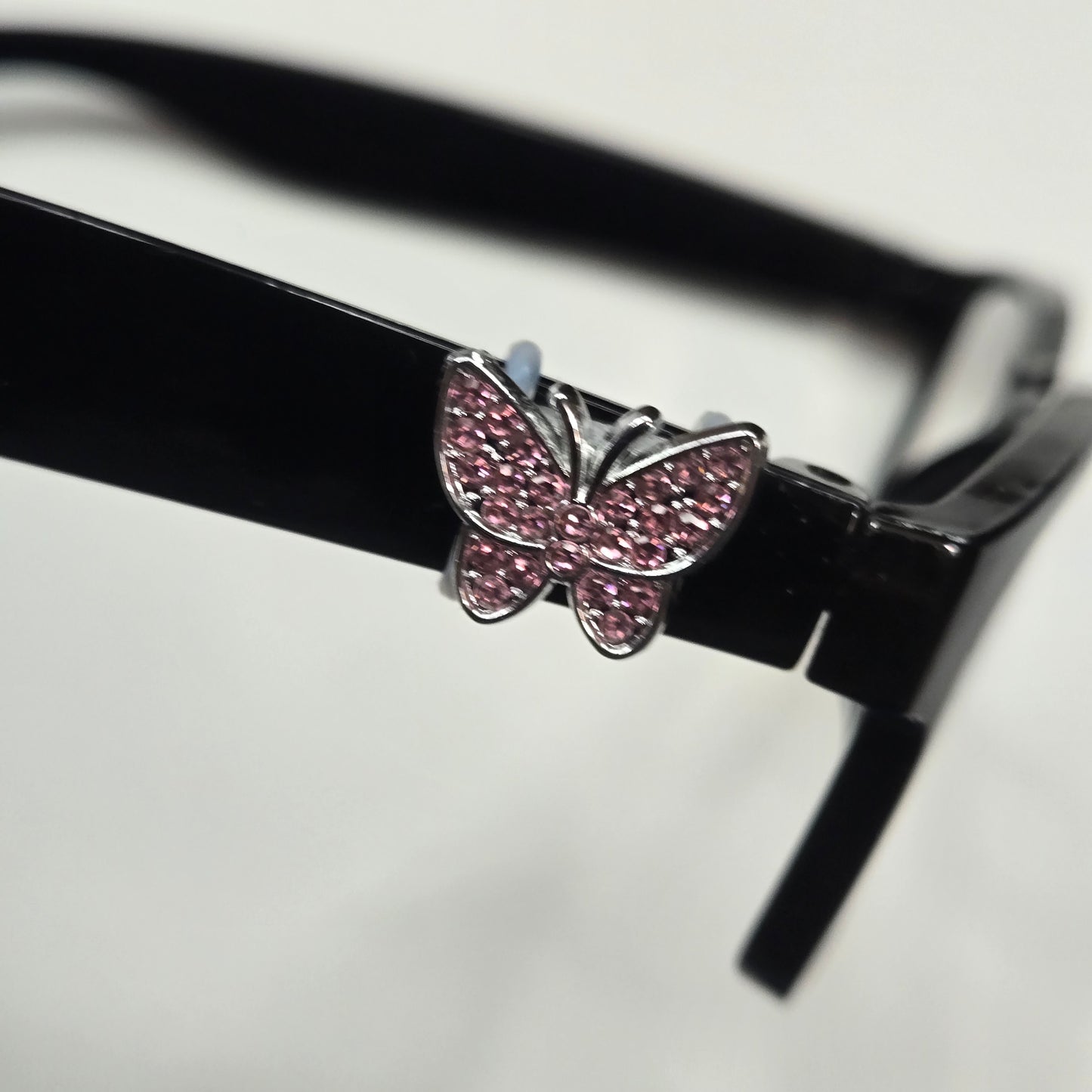 Pink Rhinestone Silver Butterfly Metal EyeDeco