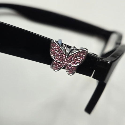 Pink Rhinestone Silver Butterfly Metal EyeDeco