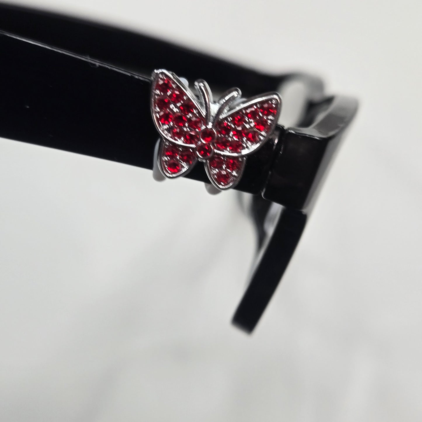 Red Rhinestone Silver Butterfly Metal EyeDeco