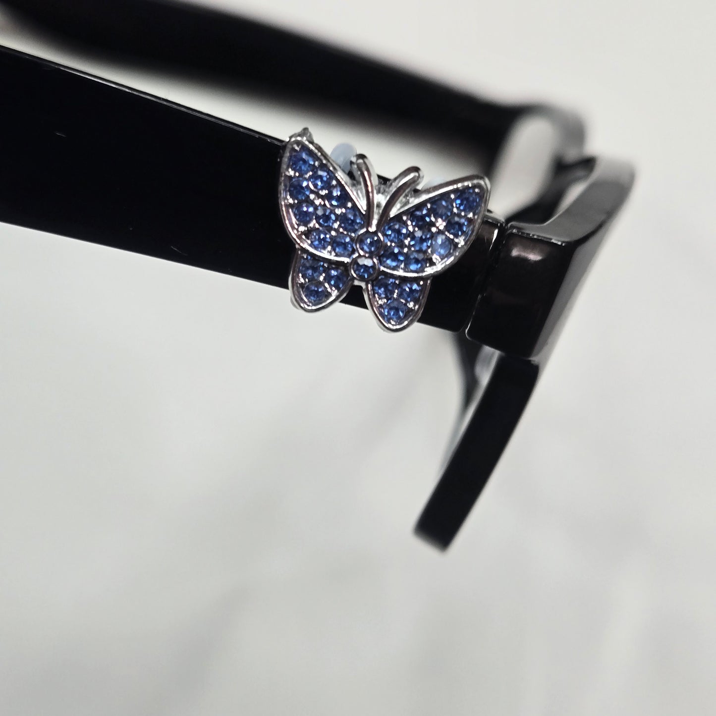 Blue Rhinestone Silver Butterfly Metal EyeDeco