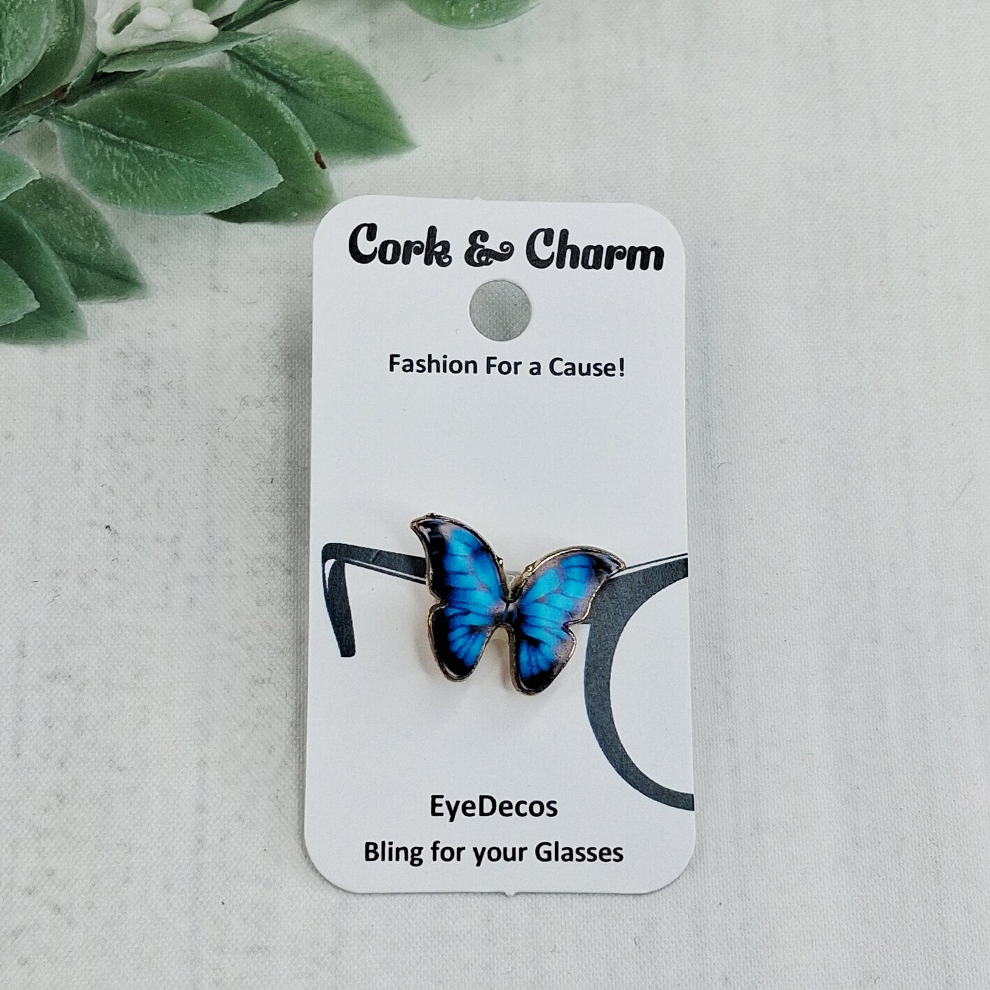 Blue Morpho Butterfly Enamel EyeDeco