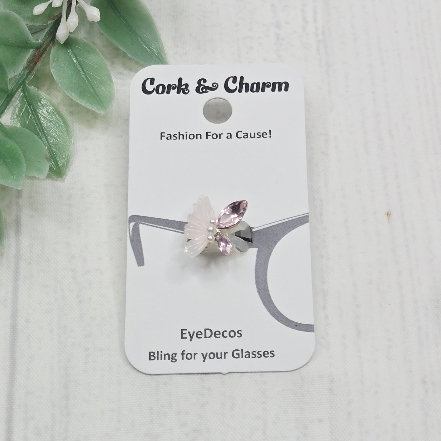 Pink Pearl and Rhinestone Butterfly EyeDeco