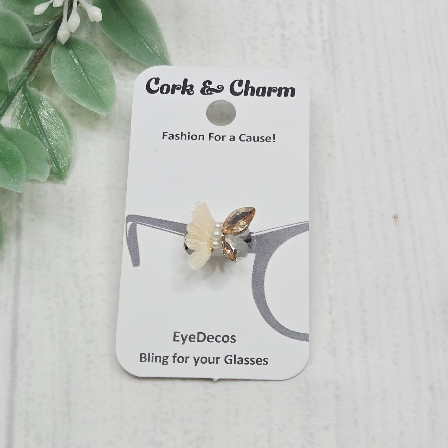 Orange Pearl and Rhinestone Butterfly EyeDeco