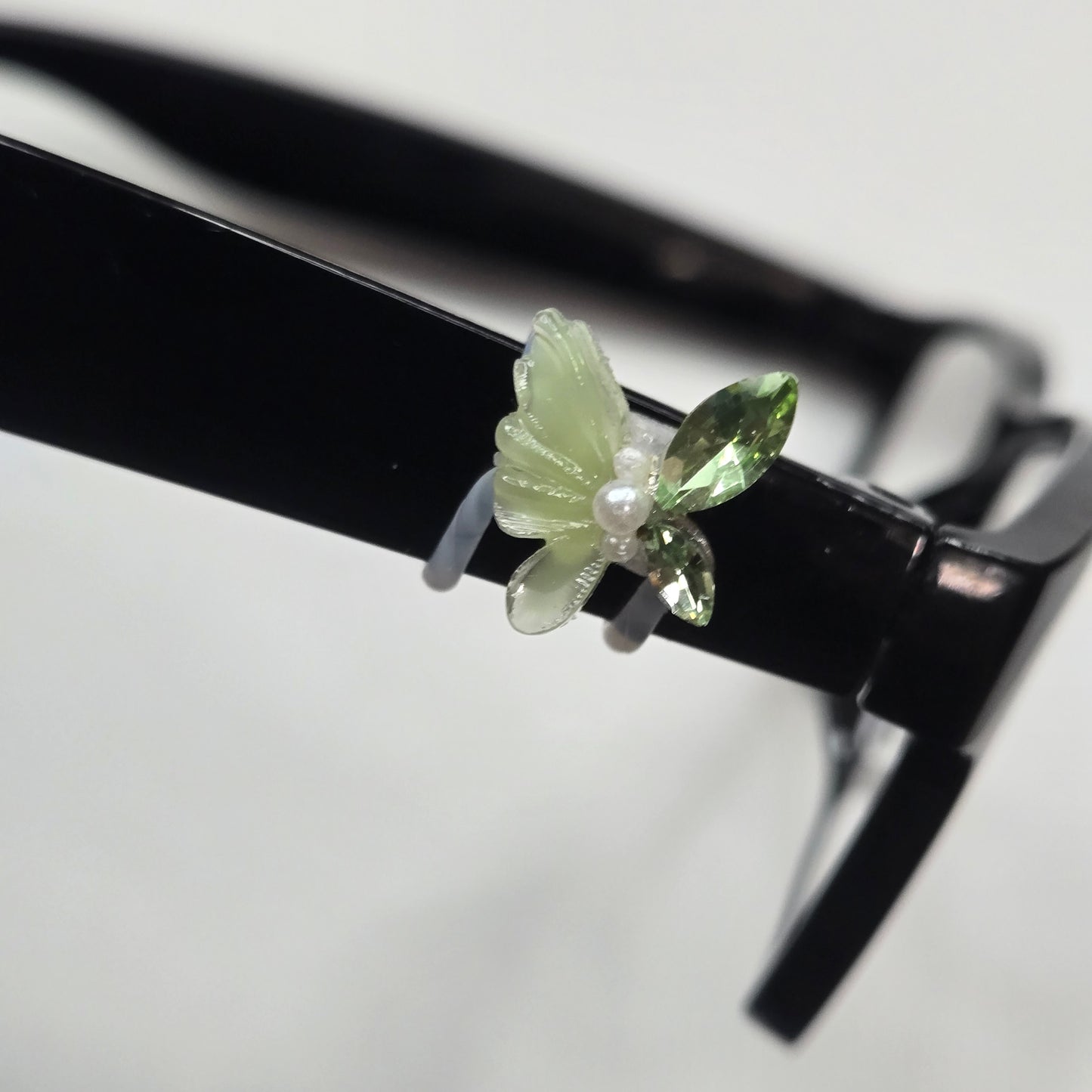 Green Pearl and Rhinestone Butterfly EyeDeco